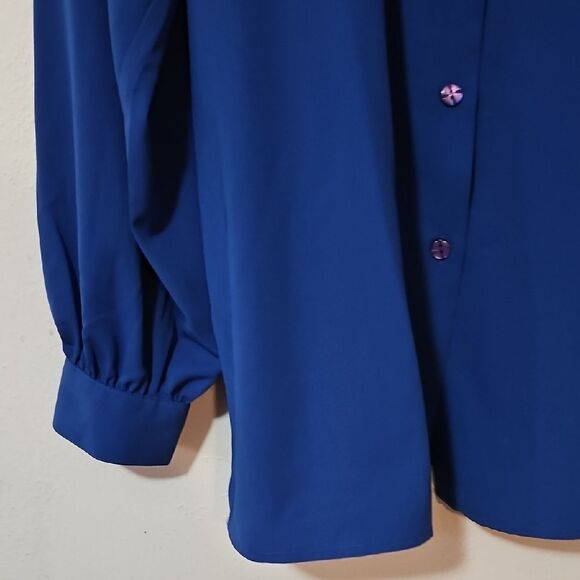 Susan Graver Essentials Royal Blue Blouse - Picture 4 of 7